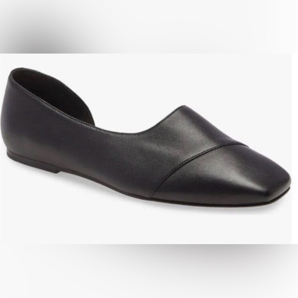 Vince Black Leather Cyder Square Toe d’Orsay Flats - Size 7
